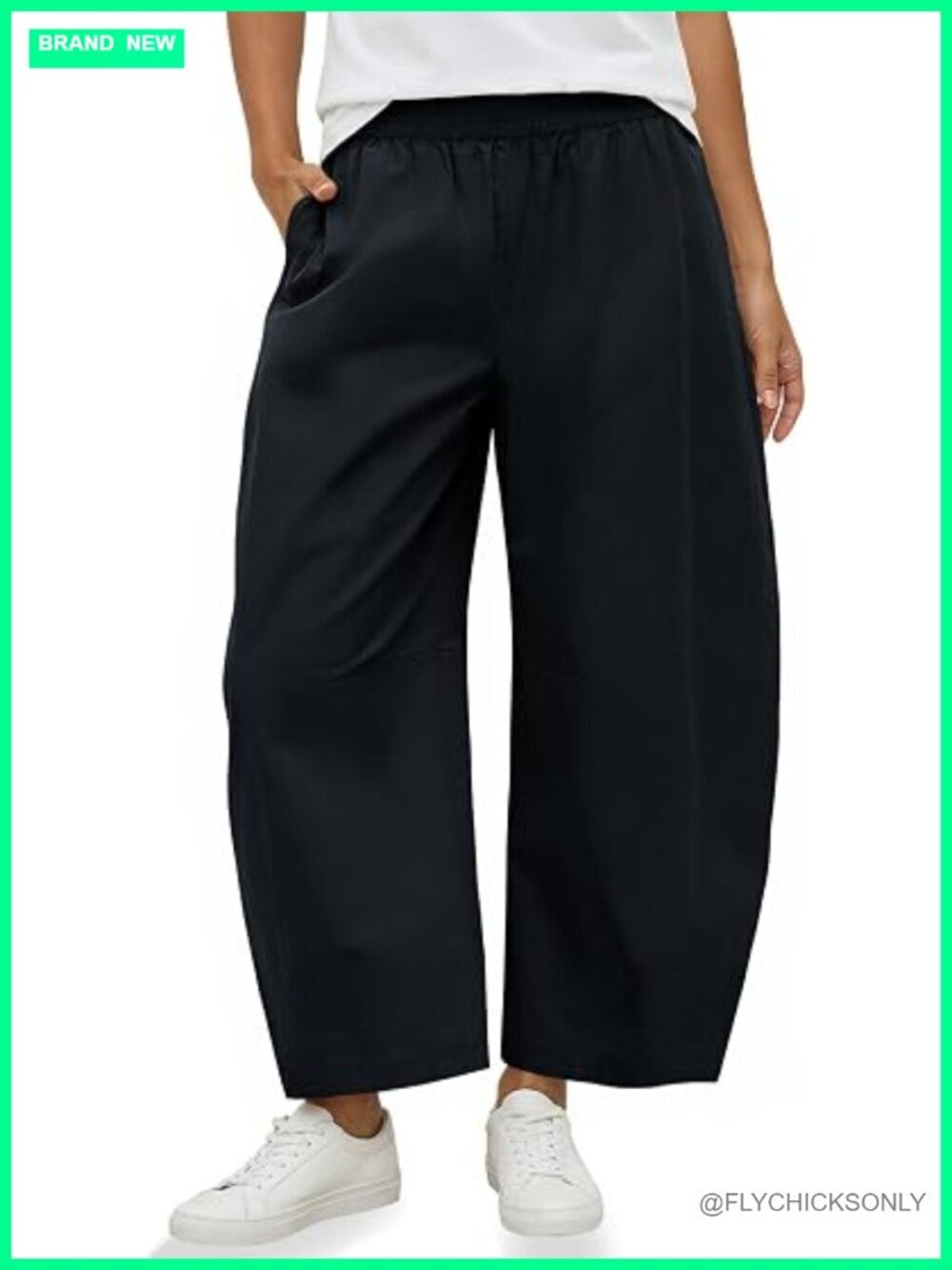 Wide Leg Barrel Pants High Waisted Harem Trousers Cotton Blend with Pockets